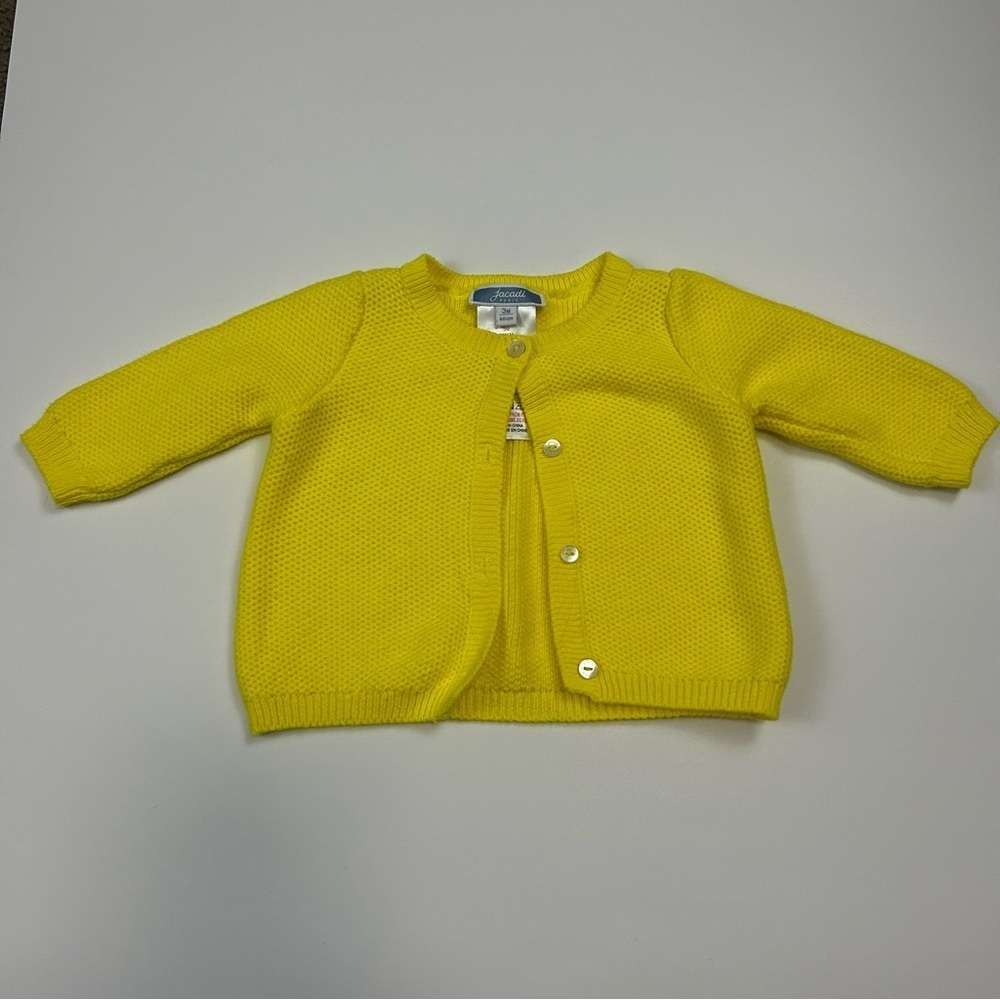 Jacadi Baby Yellow Knit Cardigan – Size 3M